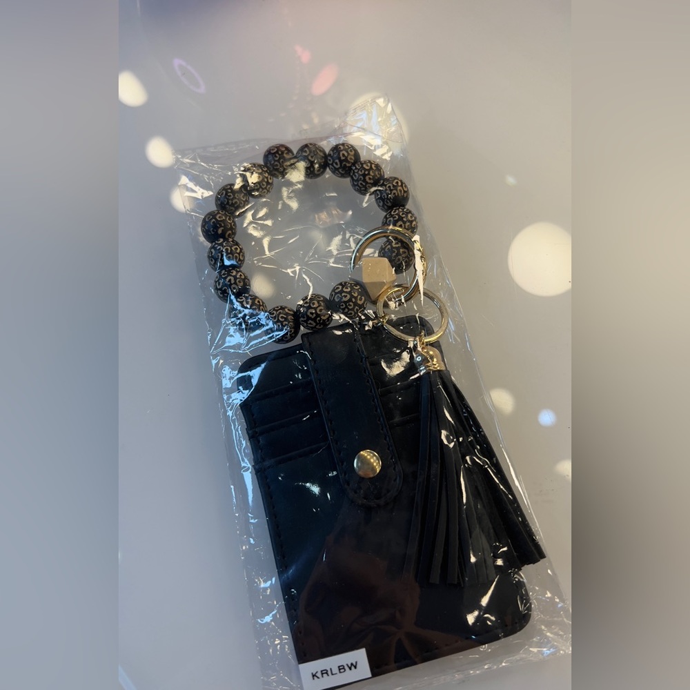 Cute Chic Black key ring bracelet card holder!!